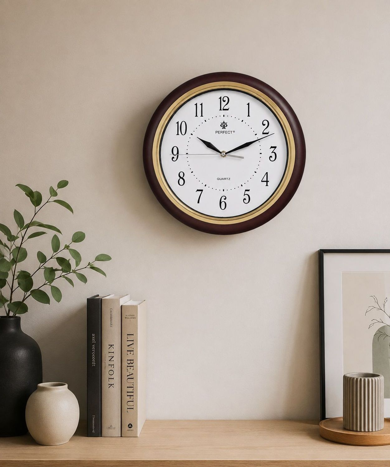 Zegar ścienny Perfect JQ17 Dark Brown 32 cm brązowy cichy – grawer gratis.jpg